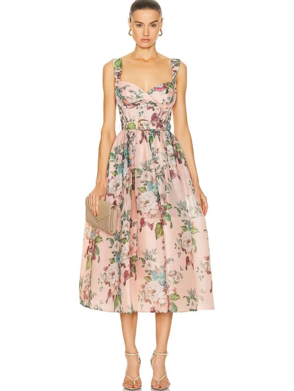 Zimmermann Matchmaker Silk Organza Strapless Midi Dress NEW